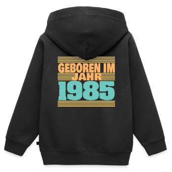 1985 - Kinder Premium Organic Zip Hoodie - Schwarz - Hinten - AI Model Kid Male (0cm)