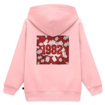 Geboren 1982 - Kinder Premium Organic Zip Hoodie - Rosa - Hinten - AI Model Kid Female (0cm)