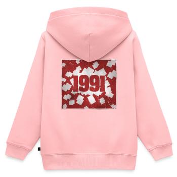 Born 1991 - Kids Premium Organic Zip-up Hoodie - rose - Back - AI Model Kid Female (0cm)