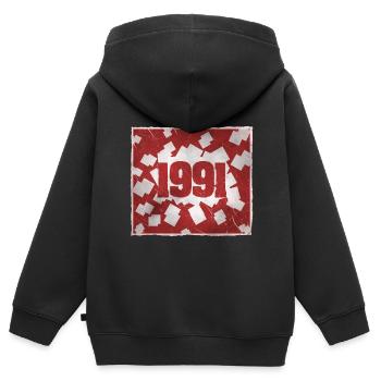 Geboren 1991 - Kinder Premium Organic Zip Hoodie - Schwarz - Hinten - AI Model Kid Male (0cm)