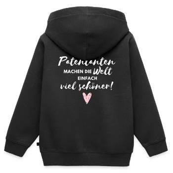 Patentanten machen die Welt viel schöner - Kinder Premium Organic Zip Hoodie - Schwarz - Hinten - AI Model Kid Male (0cm)