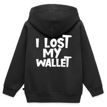 J’ai perdu mon portefeuille - Sweat Premium à capuche zippé enfant bio - noir - Dos - AI Model Kid Male (0cm)