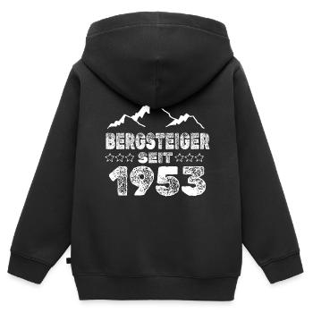 geboren 1953 - Kinder Premium Organic Zip Hoodie - Schwarz - Hinten - AI Model Kid Male (0cm)