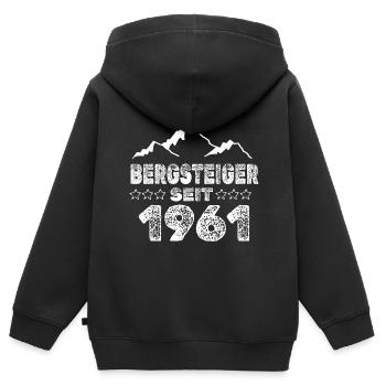 geboren 1961 - Kinder Premium Organic Zip Hoodie - Schwarz - Hinten - AI Model Kid Male (0cm)
