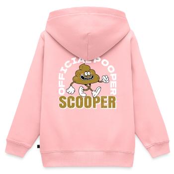 Official Pooper Scooper 30 - Kinder Premium Organic Zip Hoodie - Rosa - Hinten - AI Model Kid Female (0cm)