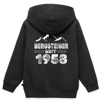 geboren 1958 - Kinder Premium Organic Zip Hoodie - Schwarz - Hinten - AI Model Kid Male (0cm)