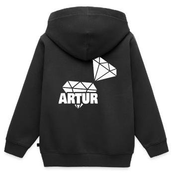 Artur als Kostbar - Kinder Premium Organic Zip Hoodie - Schwarz - Hinten - AI Model Kid Male (0cm)