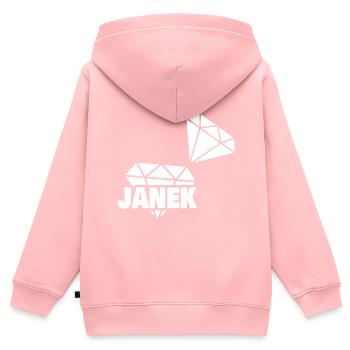 Janek als Kostbar - Kinder Premium Organic Zip Hoodie - Rosa - Hinten - AI Model Kid Female (0cm)