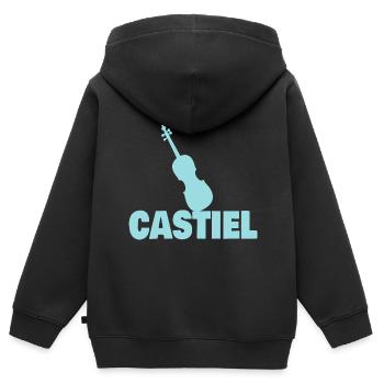 Bratsche Castiel - Kinder Premium Organic Zip Hoodie - Schwarz - Hinten - AI Model Kid Male (0cm)