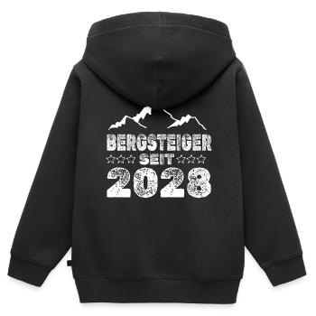 geboren 2028 - Kinder Premium Organic Zip Hoodie - Schwarz - Hinten - AI Model Kid Male (0cm)