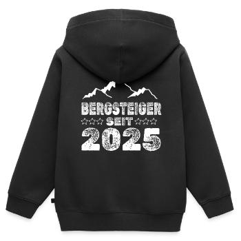 geboren 2025 - Kinder Premium Organic Zip Hoodie - Schwarz - Hinten - AI Model Kid Male (0cm)