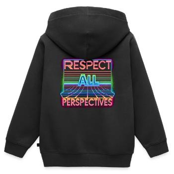 Respectez tous les points de vue - Sweat Premium à capuche zippé enfant bio - noir - Dos - AI Model Kid Male (0cm)