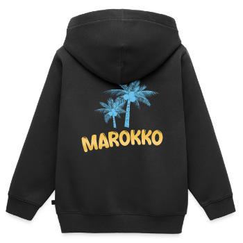 Maroc comme Maroc - Sweat Premium à capuche zippé enfant bio - noir - Dos - AI Model Kid Male (0cm)