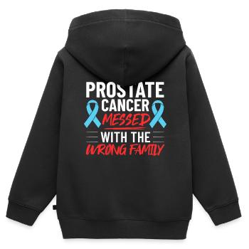 Cancer de la prostate Cancer de la prostate Chimio - Sweat Premium à capuche zippé enfant bio - noir - Dos - AI Model Kid Male (0cm)