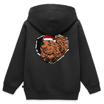 Crack castor avec trou de bouchon de Noël - Sweat Premium à capuche zippé enfant bio - noir - Dos - AI Model Kid Male (0cm)