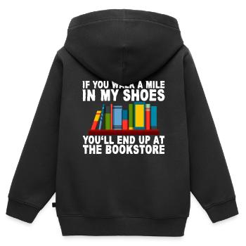 You'll End Up At The Bookstore 2 - Kids Premium Organic Zip-up Hoodie - black - Back - AI Model Kid Male (0cm)