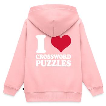 Kreuzworträtsel Rätsel J’adore les mots croisés - Sweat Premium à capuche zippé enfant bio - rose - Dos - AI Model Kid Female (0cm)