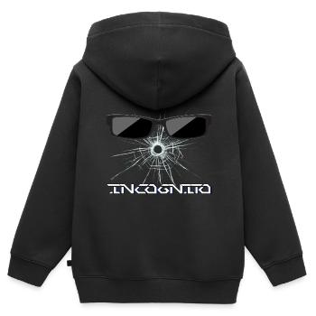 Lunettes de soleil en verre brisé - Incognito - Sweat Premium à capuche zippé enfant bio - noir - Dos - AI Model Kid Male (0cm)