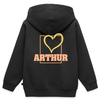 Arthur - Kinder Premium Organic Zip Hoodie - Schwarz - Hinten - AI Model Kid Male (0cm)