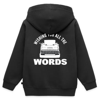 Vintage -Schreibmaschine Erzähler - Kinder Premium Organic Zip Hoodie - Schwarz - Hinten - AI Model Kid Male (0cm)