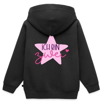 Ich bin Zwei Jahre Zweiter Geburtstag Einhorn Süß - Kinder Premium Organic Zip Hoodie - Schwarz - Hinten - AI Model Kid Male (0cm)