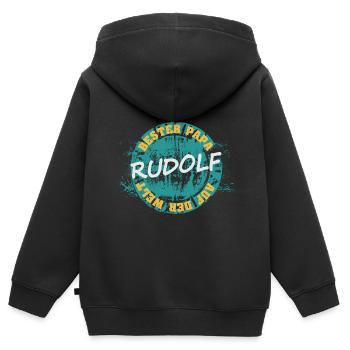 Vatertag Rudolf - Kinder Premium Organic Zip Hoodie - Schwarz - Hinten - AI Model Kid Male (0cm)