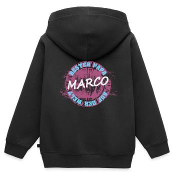 Marco als Vatertag - Kinder Premium Organic Zip Hoodie - Schwarz - Hinten - AI Model Kid Male (0cm)