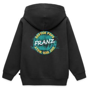 Vatertag Franz - Kinder Premium Organic Zip Hoodie - Schwarz - Hinten - AI Model Kid Male (0cm)