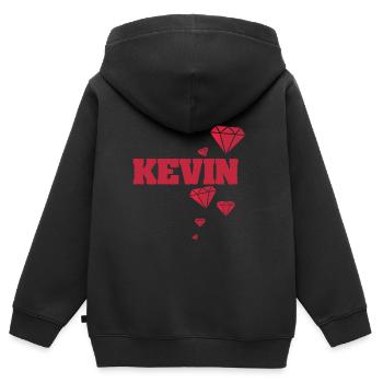 Name Kevin - Kinder Premium Organic Zip Hoodie - Schwarz - Hinten - AI Model Kid Male (0cm)