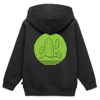 Kaktus saftig Kaktusspezialist - Kinder Premium Organic Zip Hoodie - Schwarz - Hinten - AI Model Kid Male (0cm)