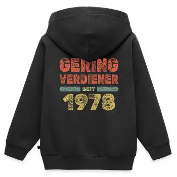 Dicton 1978 - Sweat Premium à capuche zippé enfant bio - noir - Dos - AI Model Kid Male (0cm)
