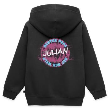 Julian - Kinder Premium Organic Zip Hoodie - Schwarz - Hinten - AI Model Kid Male (0cm)