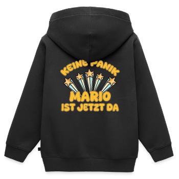 Mario comme prénom - Sweat Premium à capuche zippé enfant bio - noir - Dos - AI Model Kid Male (0cm)