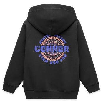 Conner comme prénom - Sweat Premium à capuche zippé enfant bio - noir - Dos - AI Model Kid Male (0cm)