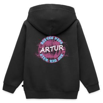 Geschenk für Artur - Kinder Premium Organic Zip Hoodie - Schwarz - Hinten - AI Model Kid Male (0cm)