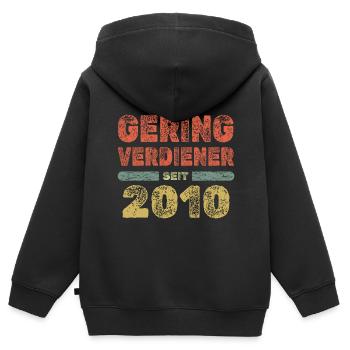 2010 - Kinder Premium Organic Zip Hoodie - Schwarz - Hinten - AI Model Kid Male (0cm)