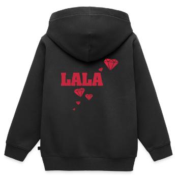 Nom Lala - Sweat Premium à capuche zippé enfant bio - noir - Dos - AI Model Kid Male (0cm)