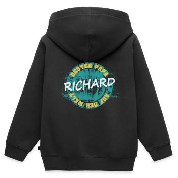 Vatertag Richard - Kinder Premium Organic Zip Hoodie - Schwarz - Hinten - AI Model Kid Male (0cm)