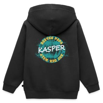 Kasper als Vatertag - Kinder Premium Organic Zip Hoodie - Schwarz - Hinten - AI Model Kid Male (0cm)