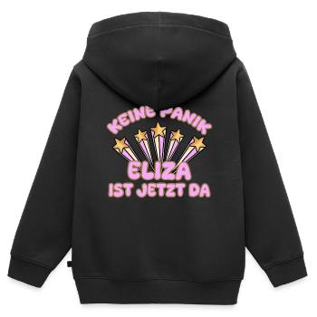 Frauenname Eliza - Kinder Premium Organic Zip Hoodie - Schwarz - Hinten - AI Model Kid Male (0cm)