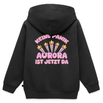 Frauenname Aurora - Kinder Premium Organic Zip Hoodie - Schwarz - Hinten - AI Model Kid Male (0cm)