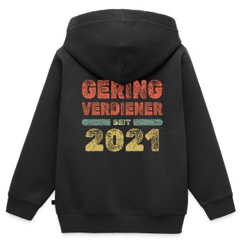 2021 - Kinder Premium Organic Zip Hoodie - Schwarz - Hinten - AI Model Kid Male (0cm)