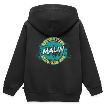 Fête des Pères Malin - Sweat Premium à capuche zippé enfant bio - noir - Dos - AI Model Kid Male (0cm)