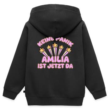 Frauenname Amilia - Kinder Premium Organic Zip Hoodie - Schwarz - Hinten - AI Model Kid Male (0cm)