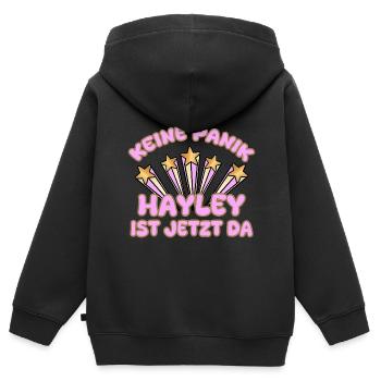Hayley als Frauenname - Kinder Premium Organic Zip Hoodie - Schwarz - Hinten - AI Model Kid Male (0cm)