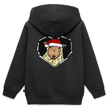 Bouchon perforé déchiré par fissure de mouton - Sweat Premium à capuche zippé enfant bio - noir - Dos - AI Model Kid Male (0cm)