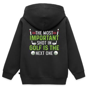 Wichtiger Schuss Sportler Gift - Kinder Premium Organic Zip Hoodie - Schwarz - Hinten - AI Model Kid Male (0cm)
