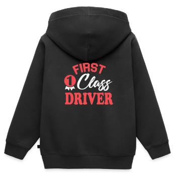 Erstklassiger Fahrer - Kinder Premium Organic Zip Hoodie - Schwarz - Hinten - AI Model Kid Male (0cm)
