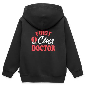 Erstklassiger Doktor - Kinder Premium Organic Zip Hoodie - Schwarz - Hinten - AI Model Kid Male (0cm)