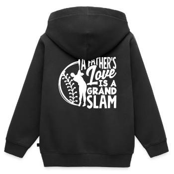 A Fathers Love Is A Grand Slam Fathers Day - Kinder Premium Organic Zip Hoodie - Schwarz - Hinten - AI Model Kid Male (0cm)